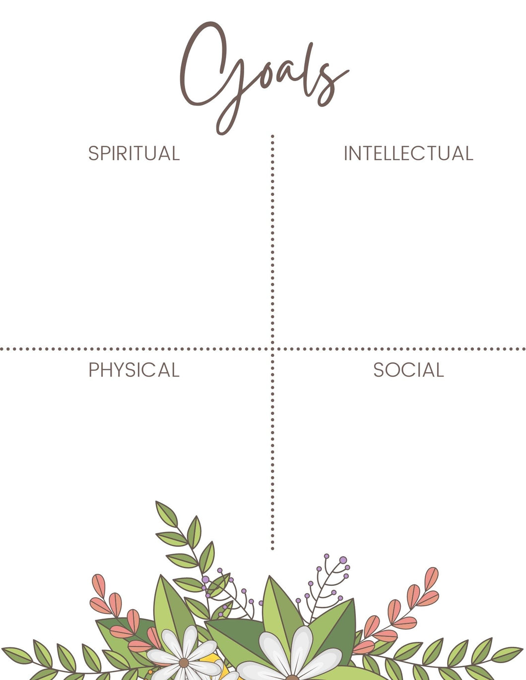 Latter-day Saint Goals Printables - Floral