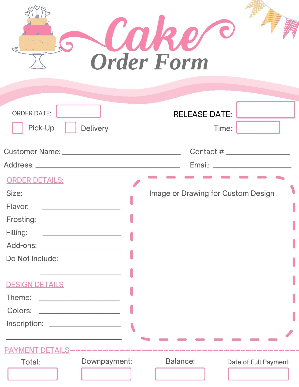 Cake Order Form – Clarks Condensed