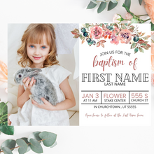 Load image into Gallery viewer, Editable Floral Baptism Invitation
