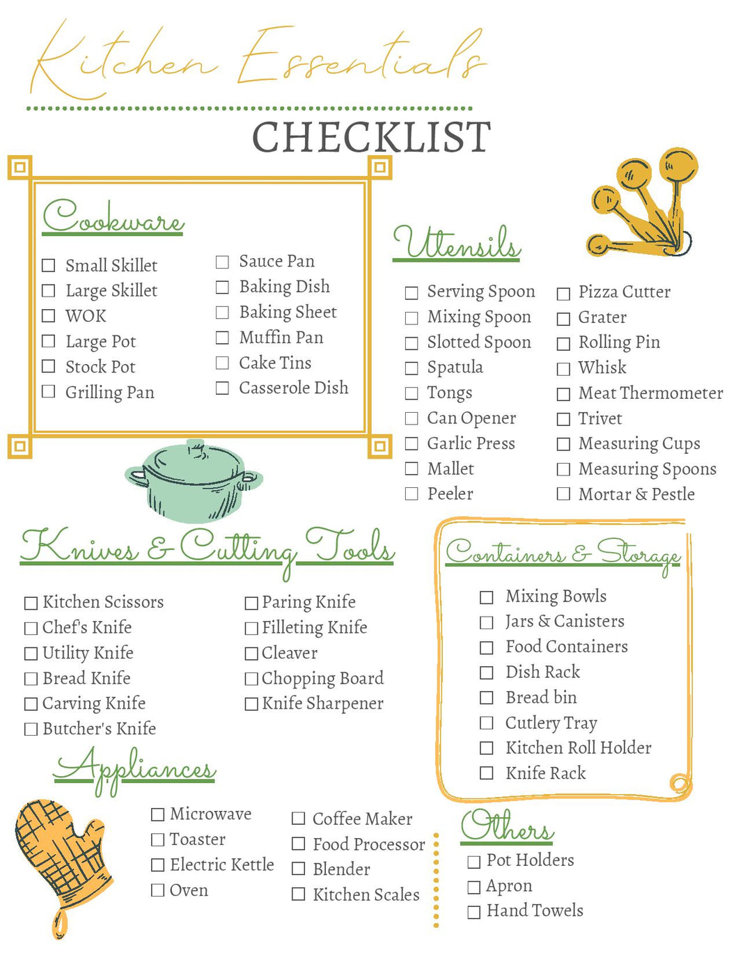 Kitchen Essentials Checklist