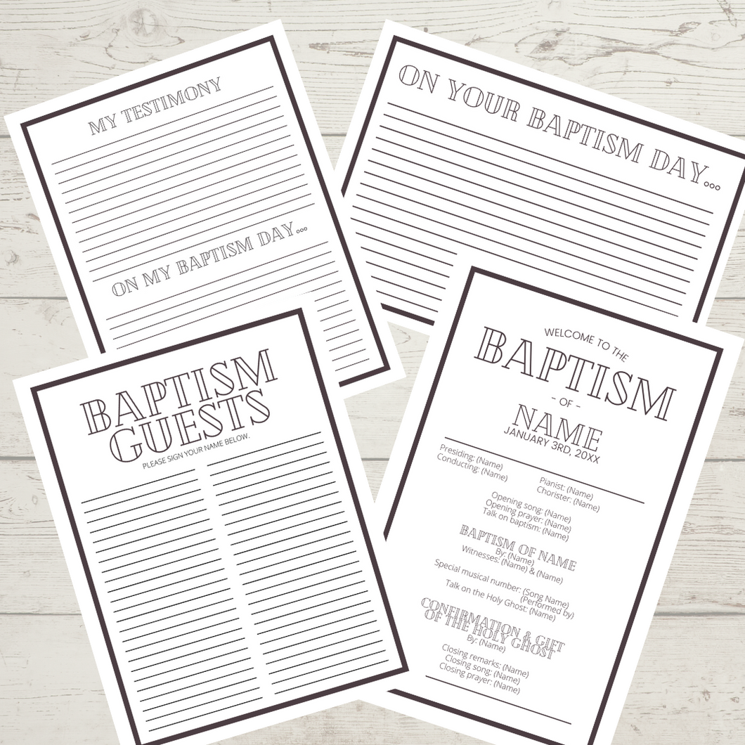 Bold Latter-day Saint Baptism Printable Kit