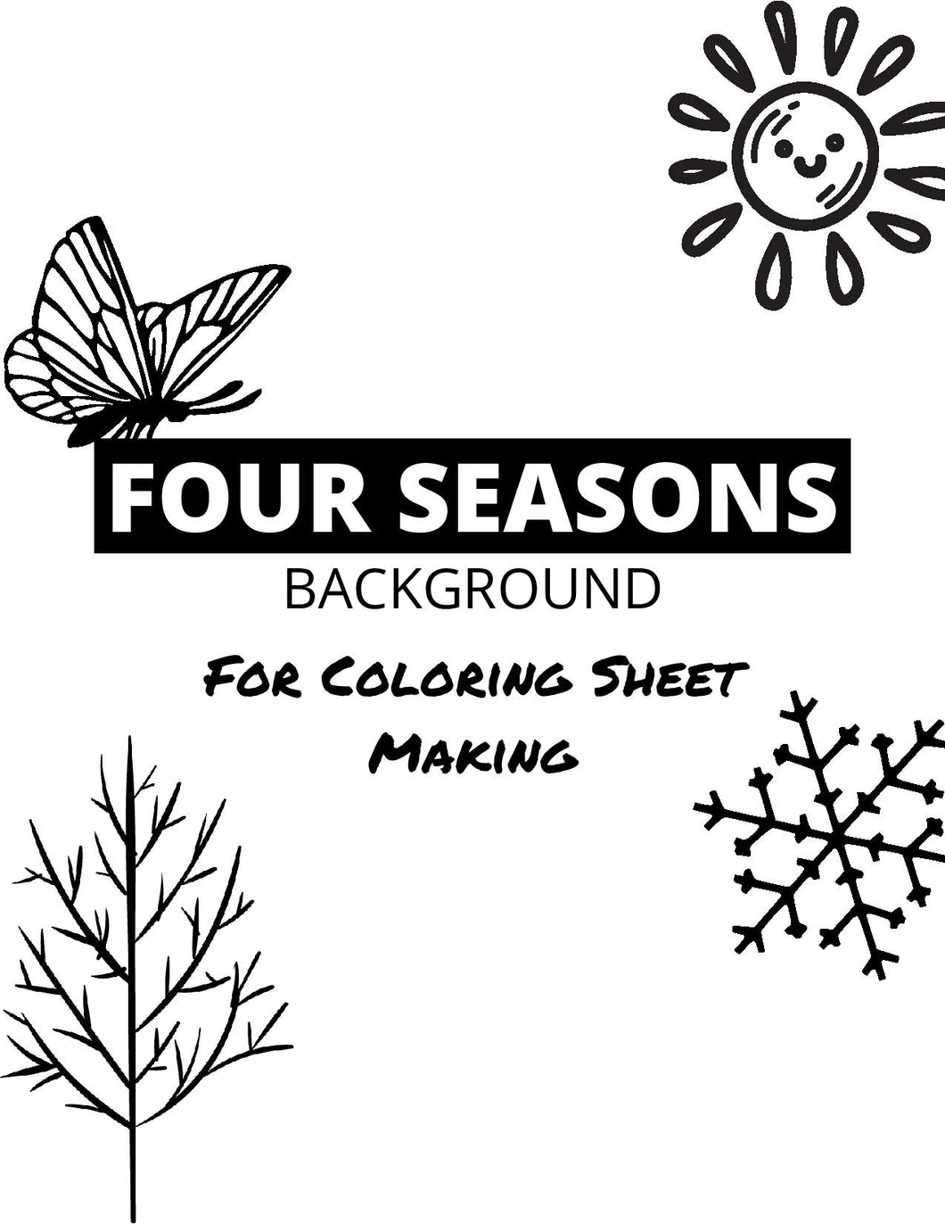 Four Seasons Background for Coloring Sheets